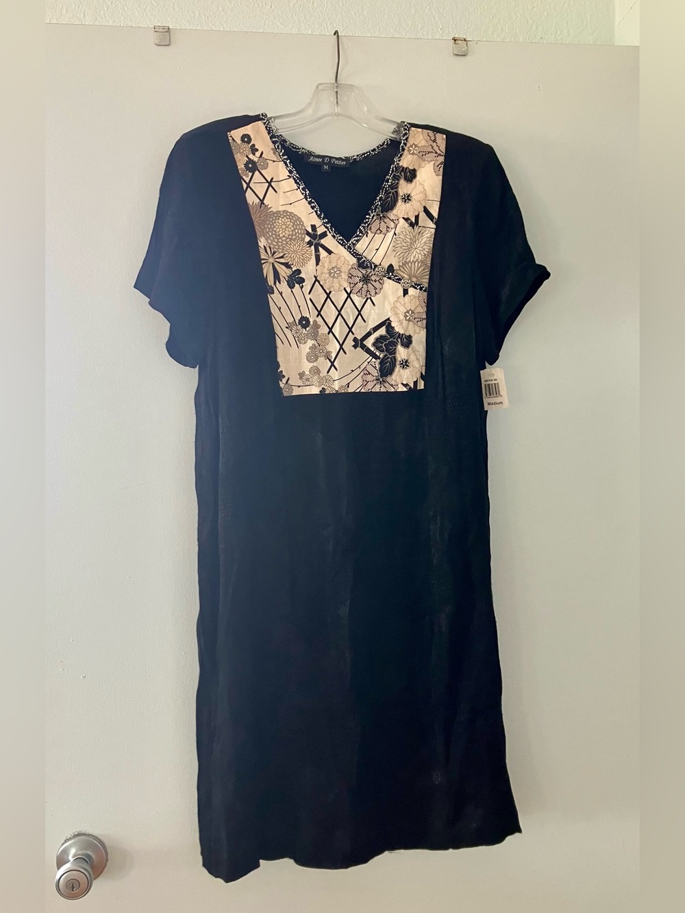 Aimee D Petites Vintage Dress with Asian Floral Bib Detail; Made in Hawaii